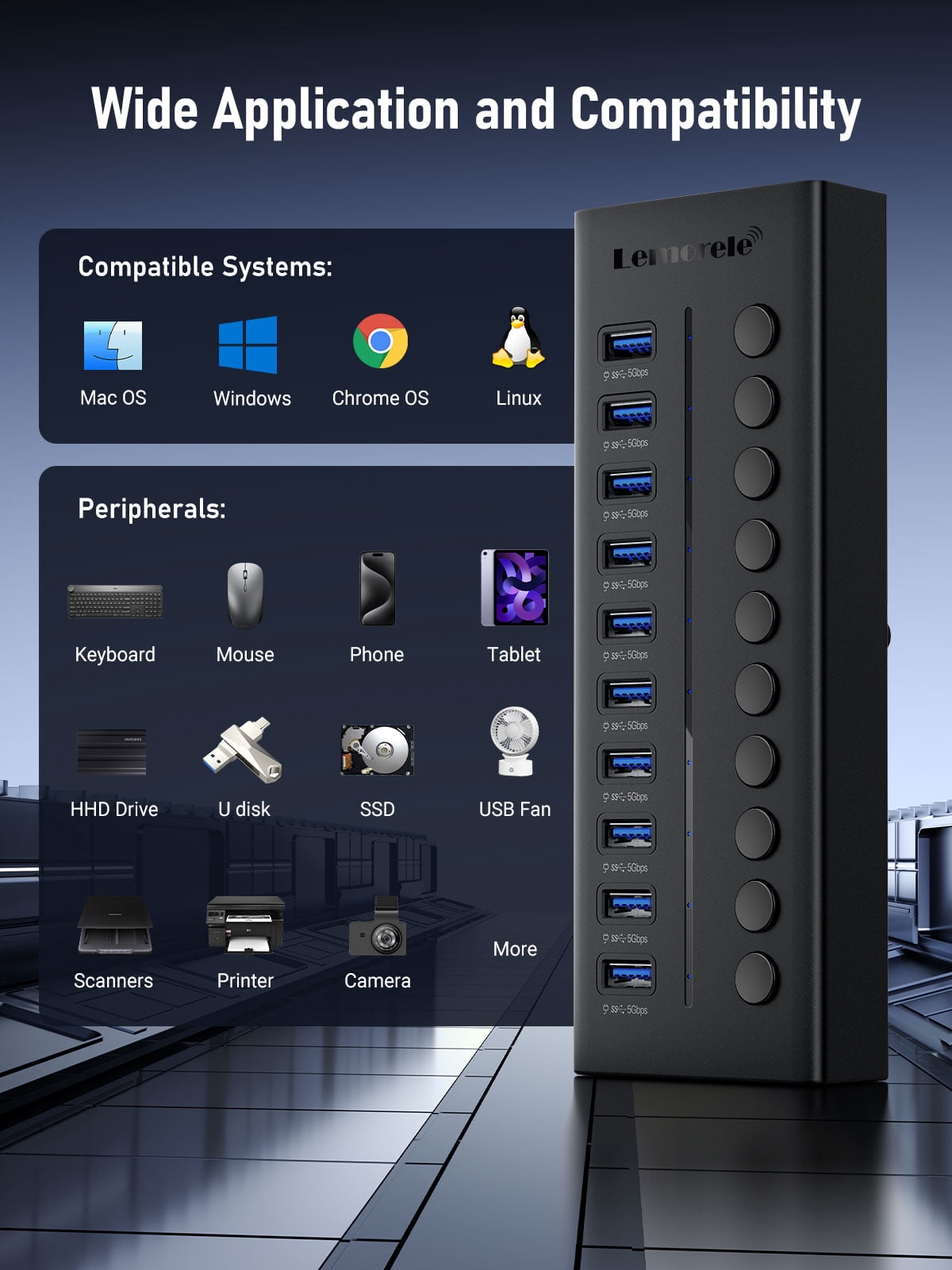 Clearance Sale!!! Lemorele 10 in 1 USB 3.0 Docking Station 5Gbps with Power Supply