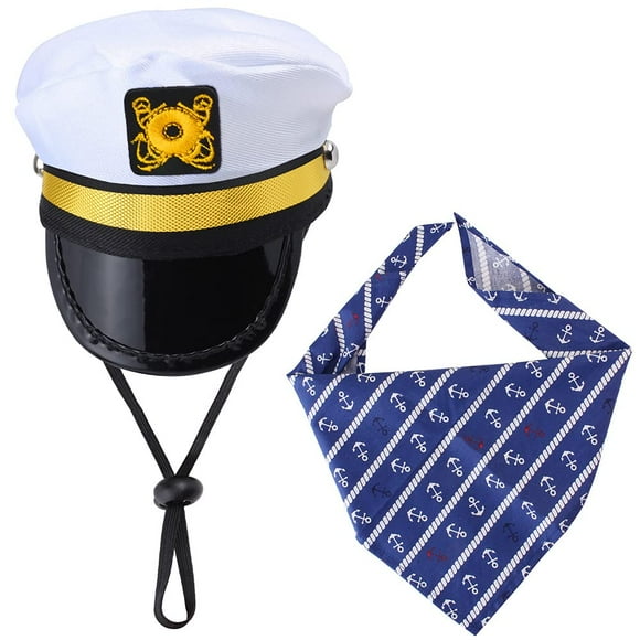Set de disfraz Yewong Pet Captain Sailors para perro y gato, color blanco