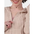thumbnail image 3 of No Boundaries Cable Zip-up Hooded Cardigan, Midweight, Women's and Women’s Plus Sizes XXS - 2XL, 3 of 5