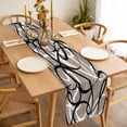 thumbnail image 3 of Brown Geometric Table Runner - 36 Inch Long, Kitchen Dining Table Runner Dresser Scarves, Vintage Black White Striped Abstract Art Farmhouse Decor for Coffee Tables Wedding Party Banquet, 3 of 8