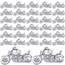 50pcs Silver Plated Motorbike Charms Pendants Tibetan Alloy Vintage Motorcycle Beads Charms for DIY Necklace Bracelet Crafts Jewelry Making Decoration Accessories