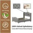 thumbnail image 6 of Bonzy Home King Size Bed Frame with Storage Velvet Upholstered Sleigh Bed with Headboard Button Tufted Easy Assembly Gray, 6 of 8