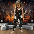 thumbnail image 2 of Jumpsuits For Girls 5T Sleeveless Halloween Pumpkin Print Casual Spaghetti Strap Loose Romper Long Pants with Pockets Toddler Girls Clothing Z0I-Black, 1-2 Years, 2 of 4