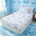 thumbnail image 2 of Erosebridal Watercolor Blue Plaid Bow Zipper Twin Comforter Sets with Fitted Sheet and 2 Pillowcases for Girls, Fashion Ribbon Zipper Bedding Set, Stars Reversible, 4pcs, 2 of 7