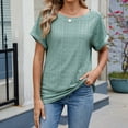 thumbnail image 7 of Ashirexll T Shirts for Women, Womens Summer Tops, Women's Short Sleeve Hollow Round Neck Solid Color Top Short Sleeve Round Neck Top and Shirt, 7 of 7