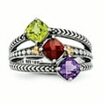thumbnail image 2 of Finest GoldQMR11-3-10 Sterling Silver Two-Tone & 14K Three-Stone Mothers Ring Mounting - Size 10, 2 of 4