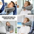 thumbnail image 2 of H-Shaped Neck Pillow for Travel Inflatable Airplane Pillow Comfortably Supports Head, Neck and Chin, Inflatable Travel Pillow with Portable Drawstring Bag (Grey), 2 of 6