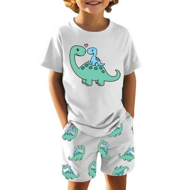 Ensemble Garçon Chemise Imprimée Courte Col Rond Été Vêtements Bébé Garçon Vêtements Garçons 4-5 Ans