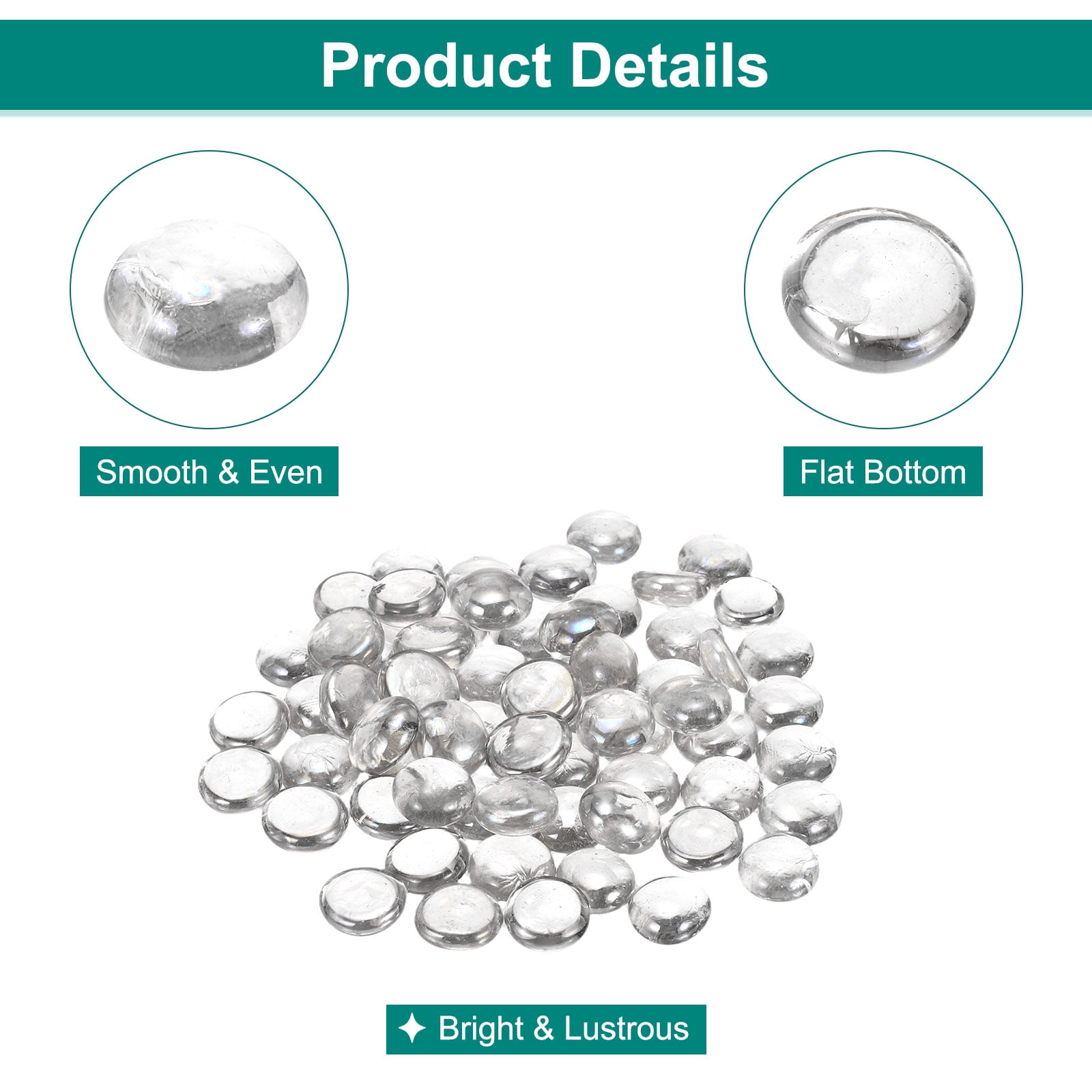 Uxcell Ceramics Beads, Flat Ceramics Clear Iridescent 1.1lbs (0.67-0.75 Inch) Ceramics Marbles Pebbles for Vase Fillers