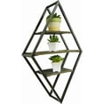 thumbnail image 1 of Admired By Nature 4 3 Tier Matte Black Metal Display Shelf, Wall Mounted Diamond Shaped Rack, 1 of 7