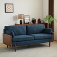 thumbnail image 2 of GDF Studio Mid-Century Modern 71.75" Sofa with Slim Track Arms, Wood Sides, Rounded Legs, and Extra Plush Cushioning, Navy, 2 of 9
