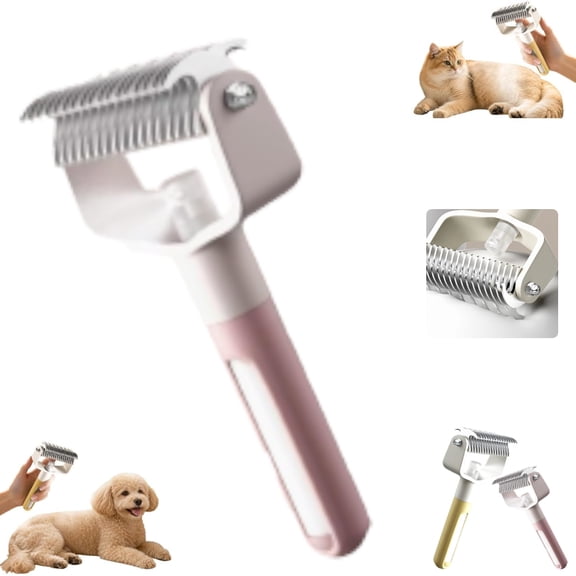 Pet Grooming Tool, Double Sided Dematting Comb ,Safe Deshedding Grooming Tools for Dog Catfor Dogs and Cats-pink