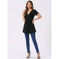 thumbnail image 4 of DARING DIVA Women's Knotted V Neck Blouse Summer Short Sleeve Tunic Tops Black XS, 4 of 6