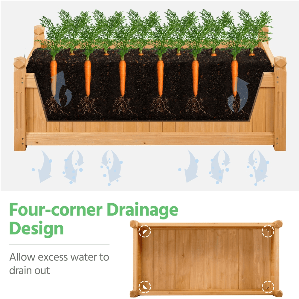 Renwick Wood Rectangular Garden Planter for Yard/Greenhouse, Light Brown