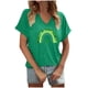 thumbnail image 2 of Puntoco Rebajas de blusas cortas para mujer Blusa informal de moda con cuello en V y mangas cortas con estampado del Día de San Pablo para mujer, 2 of 4