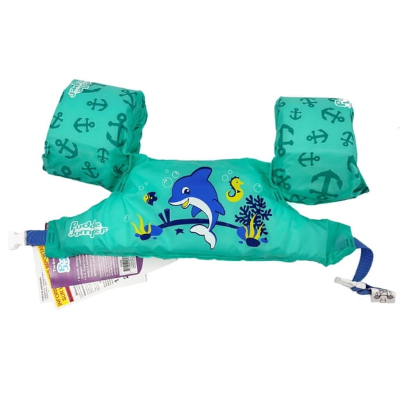 Puddle Jumper: Fabric Life Vest With Armbands - Dolphin - Float Jacket, Swim & Water Accessory, Adjustable Back Buckle, 33-55lb Cap, Toddlers-Kids 2 