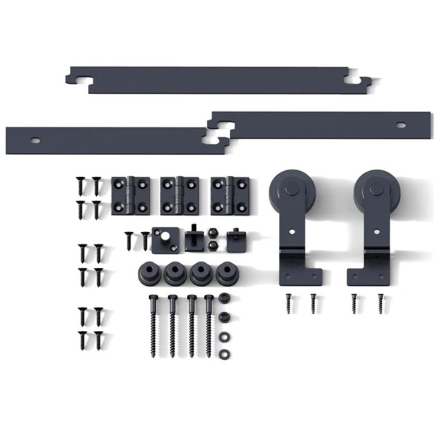 6/6.6 Foot Double Folding Sliding Door Kit, 2 Door Sliding Door Hardware Kit System ,Easy Install