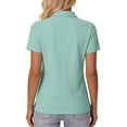 thumbnail image 4 of Women's Polo Shirts Cotton 3-Button Short Sleeve Collared Tops Summer Cool Shirt Uniform Casual Shirts, 4 of 6