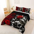 thumbnail image 2 of Homewish Spooky Horror Skull Queen Comforter Set,Red Rose Floral Comforter Sets Queen,Halloween Duvet,Black Reversible,3-Piece,1 Comforter and 2 Pillowcases, 2 of 7