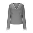 thumbnail image 2 of JUSLIO Womens Blouses Casual Solid Shirts Tops Fashion Long Sleeve V Neck Shirts Tops Gray M, 2 of 8
