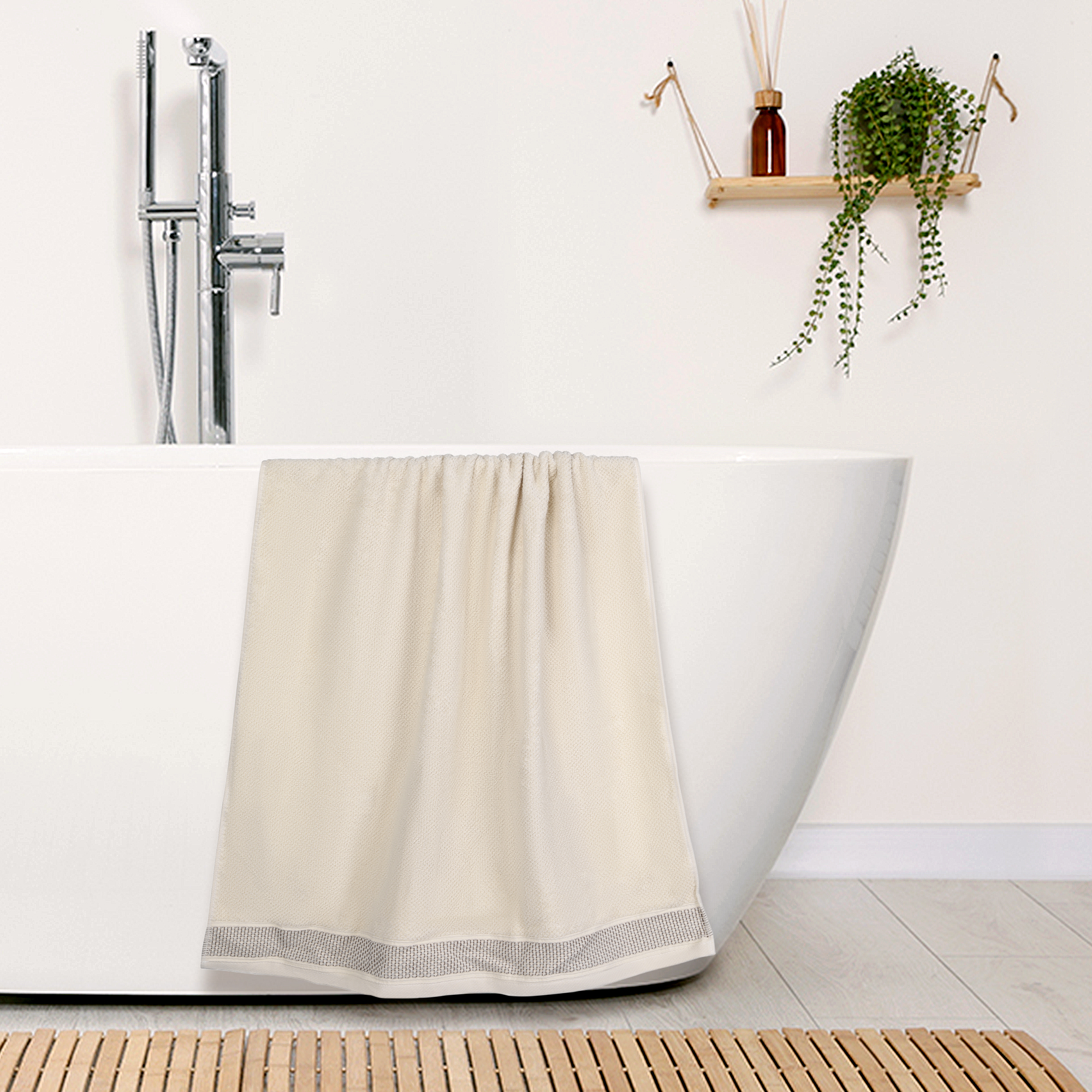 Unique Bargains 100% Cotton 2 Pack Solid Bath Towels Quick Dry and Absorbent Light Brown
