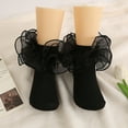 thumbnail image 2 of Yesbay 1 Pair Socks Floral Lace Decor Solid Color Soft Elastic Anti-slip Ballet Dancing Performance Socks, 2 of 8