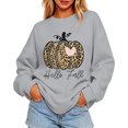 thumbnail image 4 of GYUJNB Womens Hello Fall Leopard Pumpkin Graphic Sweatshirt Crew Neck Oversized Long Sleeve Pullover Fall Thanksgiving Top,XXL, 4 of 6