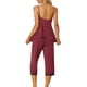 thumbnail image 3 of Conjunto de pijama para mujer INSPIRE CHIC, top de tirantes con pantalones, 2 piezas, ropa de dormir, punto waffle, 2XL, rojo vino, 3 of 5