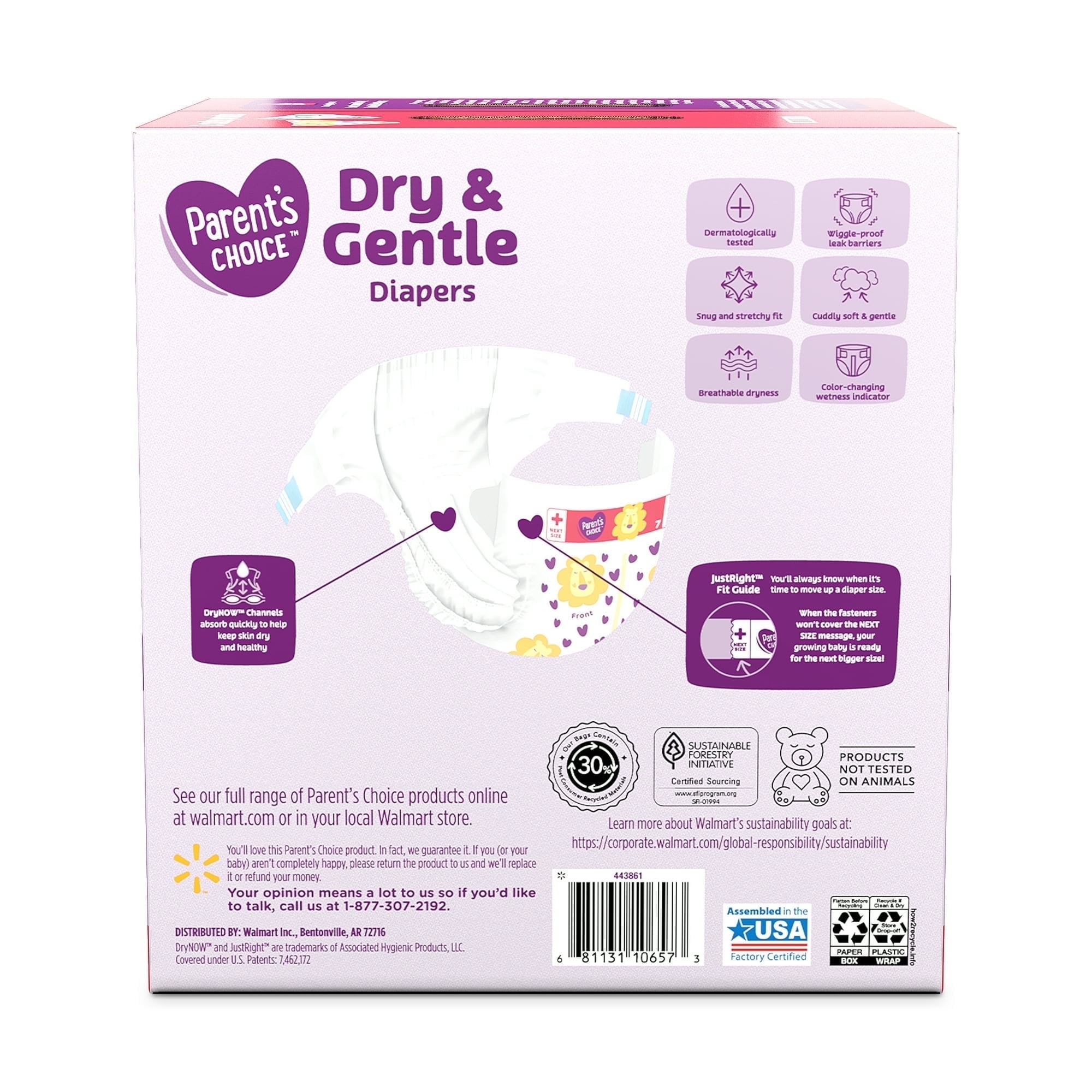Dry and Gentle Diapers Size 7, 72 Count