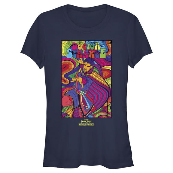 Junior's Marvel Doctor Strange in the Multiverse of Madness Groovy Strange Graphic Tee Navy Blue Large