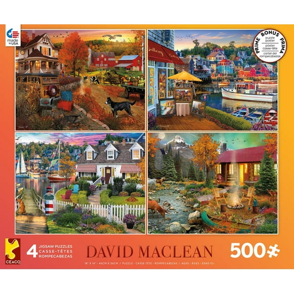 Ceaco Ensemble de puzzles 4 en 1 David MacLean de 500 pièces