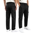 thumbnail image 3 of CONZONE Kids Boys Uniform Cargo Pants Wide Leg Baggy Chino Pants for Boys Elastic Waist Drawstring Back To School Outdoor Joggers with Pockets, 3 of 8