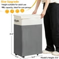thumbnail image 3 of BGTREND 90L Laundry Hamper with Lid and Wheels Rolling Laundry Basket Collapsible Dirty Clothes Hamper for Bedroom Bathroom Closet (27.6 inches, Gray), 3 of 7