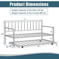 thumbnail image 2 of Twin Metal Daybed Sofa Bed Set with Roll Out Trundle-Silver, 2 of 10