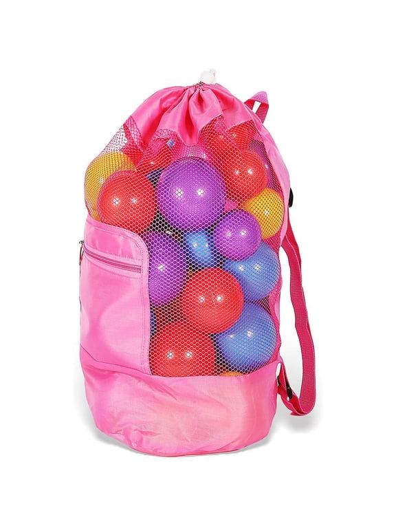 for Extra Large Mesh Beach Backpack Durable Adjustable Shoulder Strap Cylindrical Black Red Blue Big Capacity Toy Organ