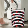 thumbnail image 5 of Zufioo Hearts And Lines1 Print Round Dirty Clothes Basket, Waterproof Standing Dirty Clothes Bag, Suitable for Home, Bathroom, Car Trunk-Small, 5 of 6
