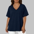 thumbnail image 6 of Amzcrzy Plus Size Tops for Women Versatile Casual Solid Color Summer Tops Trendy V Neck Short Sleeve Womens Tops Comfortable Loose Fit Side Split Basic Tee Shirts 2XL, 6 of 6