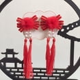 thumbnail image 3 of YAOBAMM Épingles à Cheveux Mignonnes pour Filles 1 Paire Épingles à Cheveux Festives du Nouvel An Longues Boules en Peluche Perles Nœud Décor Pinces à Cheveux Rouges Hanfu Ensemble de Coiffure, 3 of 6