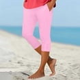 thumbnail image 2 of Outfmvch Capri Yoga Pants stretch pants for women capris for women with pockets capri leggings yoga pants Sports Jogging Bottoms Short Plain Sports Leggings Elastic Waist Yoga Trousers Pink 2XL, 2 of 6