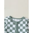 thumbnail image 6 of Gzhioc Baby Girl Boy Checkerboard Romper Round Neck Long Sleeve Full Length Zipper Jumpsuit for Fall, 6 of 9
