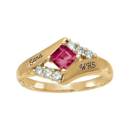 Keepsake Personalized Women's Square Fashion Class Ring available in Valadium, Silver Plus and Yellow and White Gold