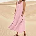 thumbnail image 2 of WRKEKC Robes d'Été Décontractées pour Femmes, Robe T-Shirt pour Femmes, Robe d'Été Tendance pour Femmes, Couleur Unie, Sans Manches, Ajourée, Midi, Plage, Fête, 2 of 7