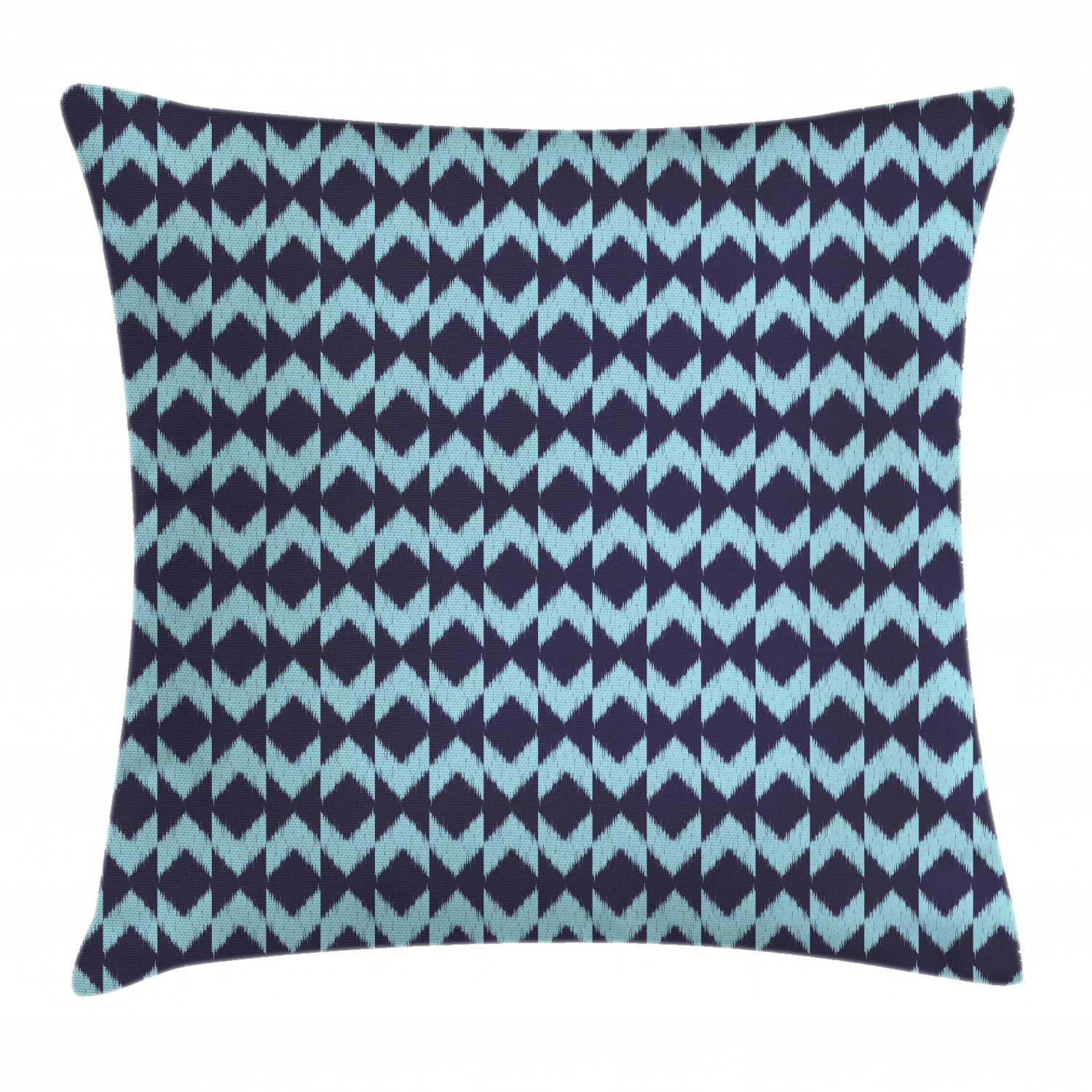 Navy Throw Pillow Cushion Cover, Diamond Shaped Blurry Ikat Pattern Chevron Effects Ethnic Asian