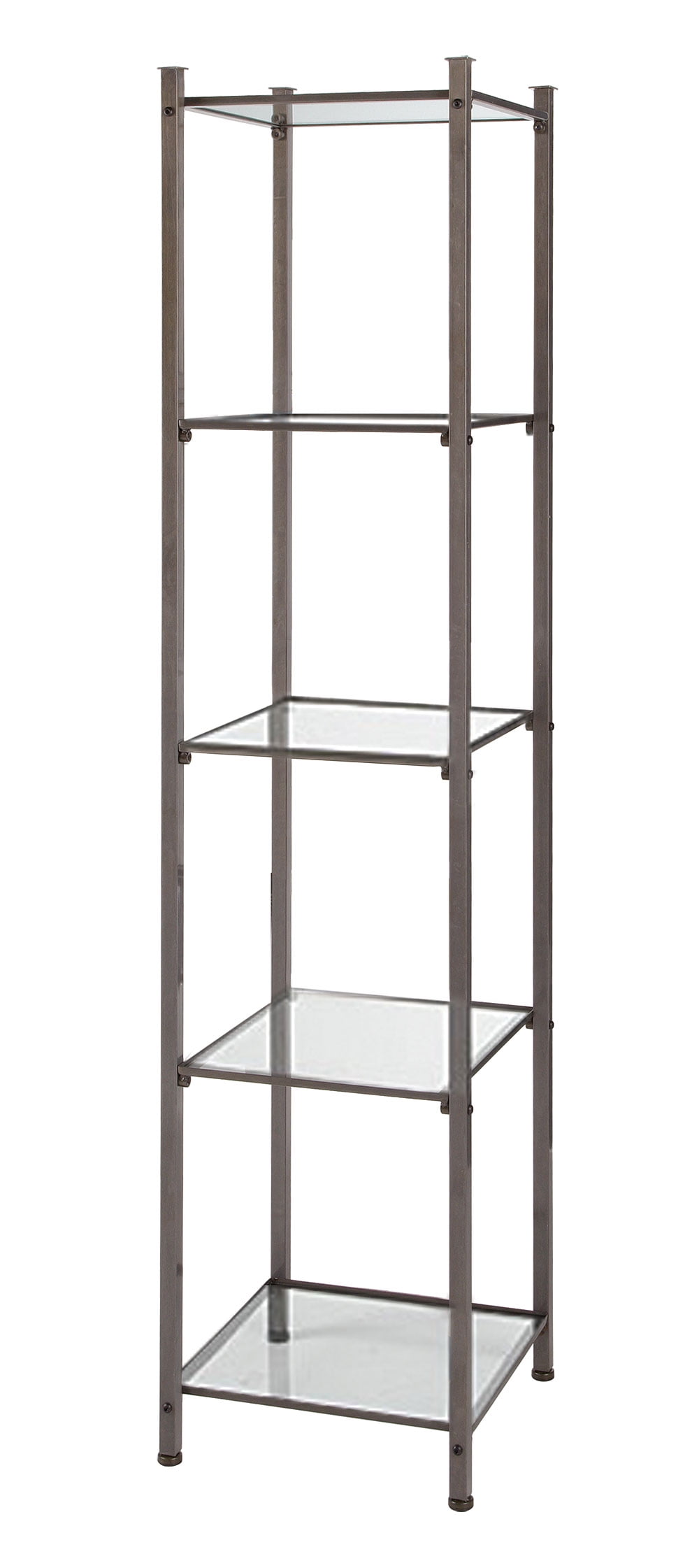 Open Display Tower Boutique Raw Steel (5 Glass Shelves)