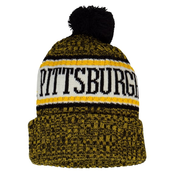 TOP HEADWEAR City Beanies for Football Fans - Cuff Knit Winter Skull Cap with Pom, Pittsburgh