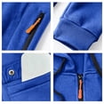 thumbnail image 5 of Mens Full Zip Hoodie Fleece Sweatshirt Contrast Zipper Pockets Casual Hooded Jacket, 5 of 7