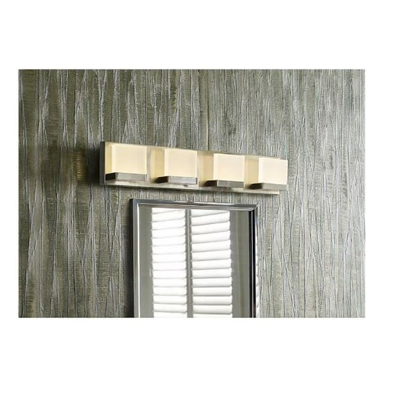 allen   roth Cora 26-in 4-Light Brushed Nickel LED Modern/Contemporary Vanity Light Bar