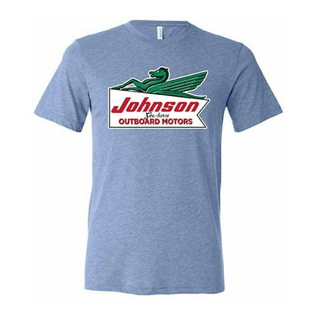 - OMC BRP Vintage Powder Blue Johnson Outboard Motors Short Sleeve T-Shirt