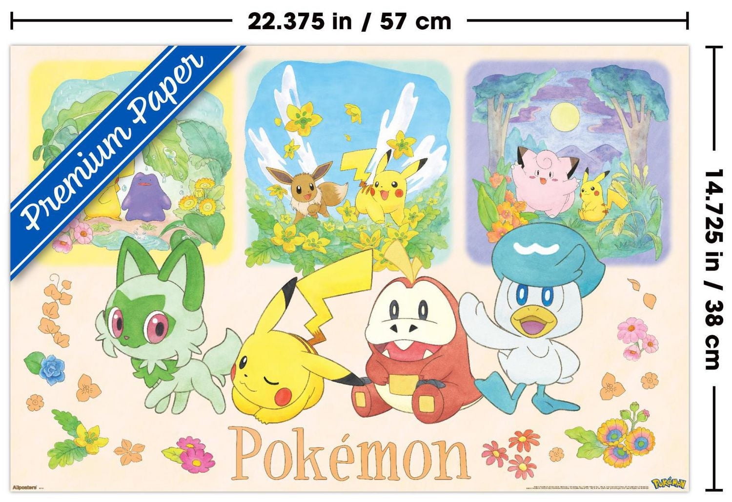 Pokémon: One Scene - Group Wall Poster, 14.725" x 22.375" Framed