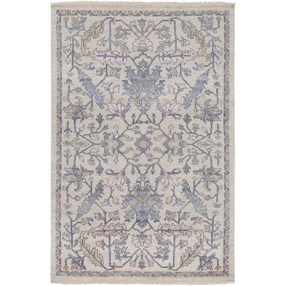 Hauteloom Loleta Living Room, Bedroom Area Rug - Updated Traditional - Gray, Beige, Pink - 2' x 3'